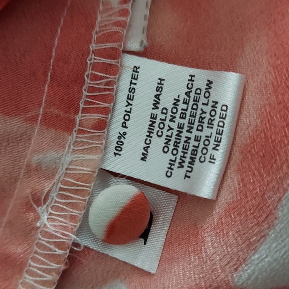 LOFT Ann Taylor Burnt Orange floral Ruffle neckline button Sleeveless Blouse M - Picture 8 of 8